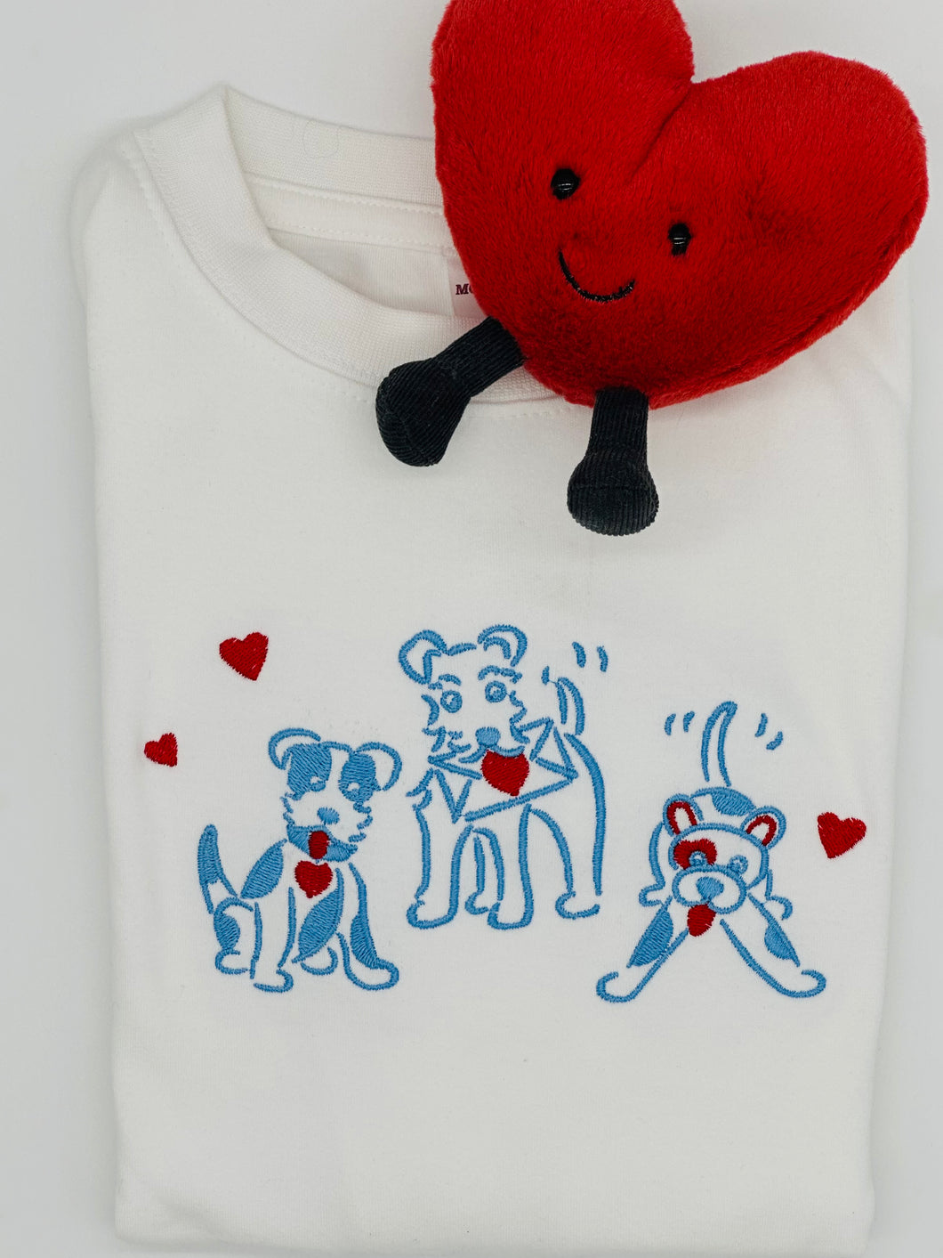 Valentine Puppies Embroidered Shirt