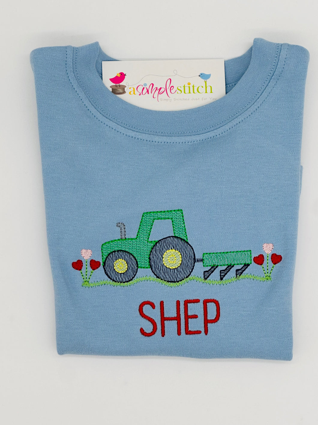 Valentine Tractor Embroidered Shirt